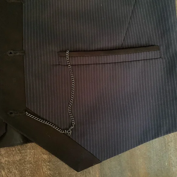 Navy, black, and white pinstripe vest - Picture 2 of 4